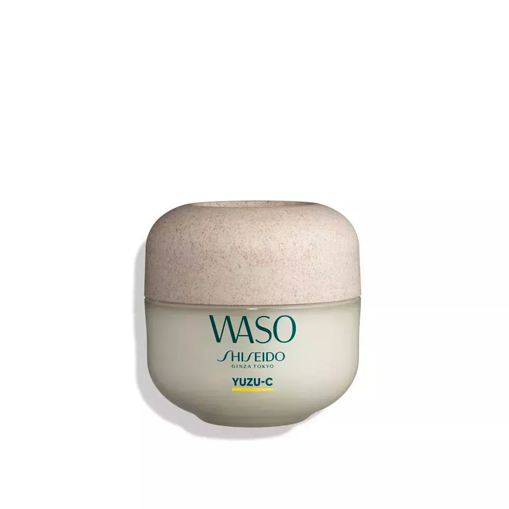 Container of Shiseido's WASO Yuzu-C Sleeping Mask on white background