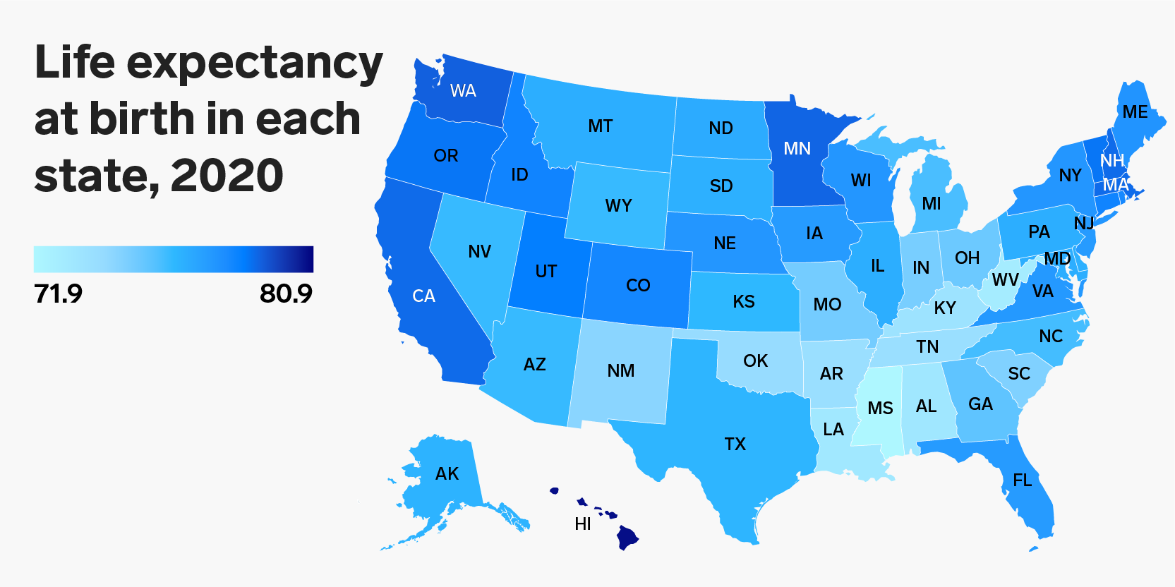 La esperanza de vida está cayendo en Estados Unidos estos mapas