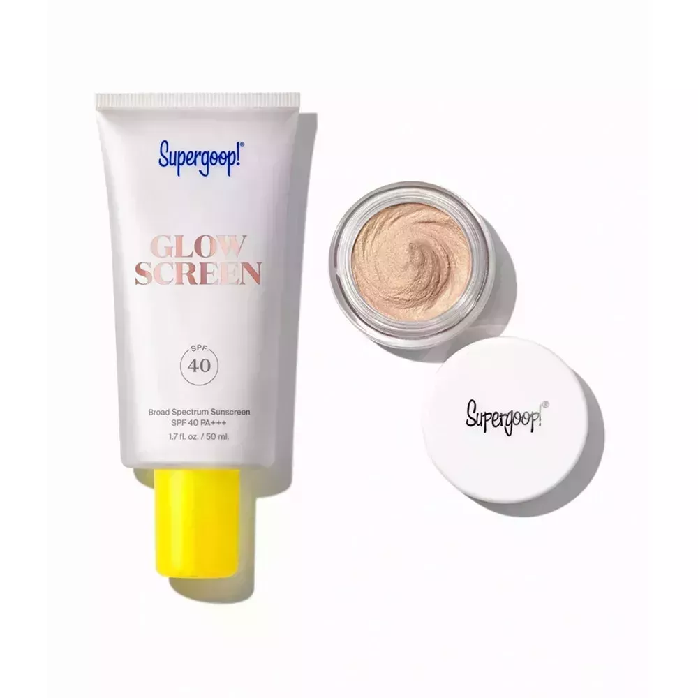 Supergoop Shimmer & Glow Set on white background