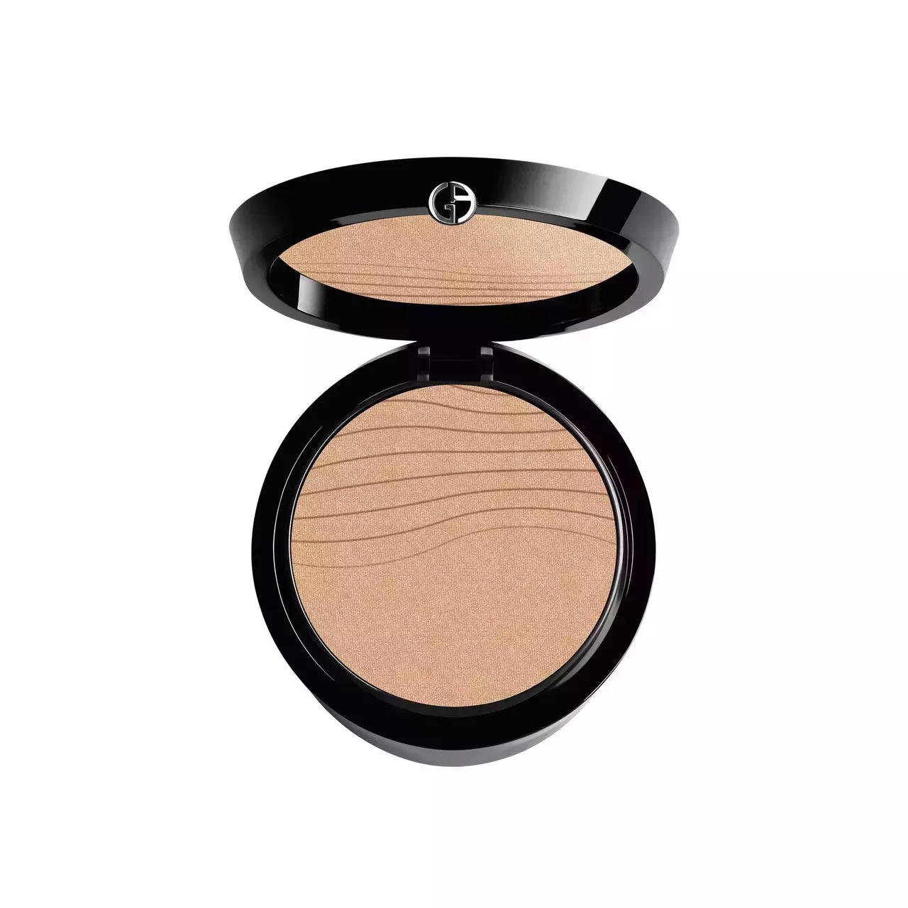 Giorgio Armani Beauty Luminous Silk Glow Setting Powder light-medium setting powder in open black compact on white background