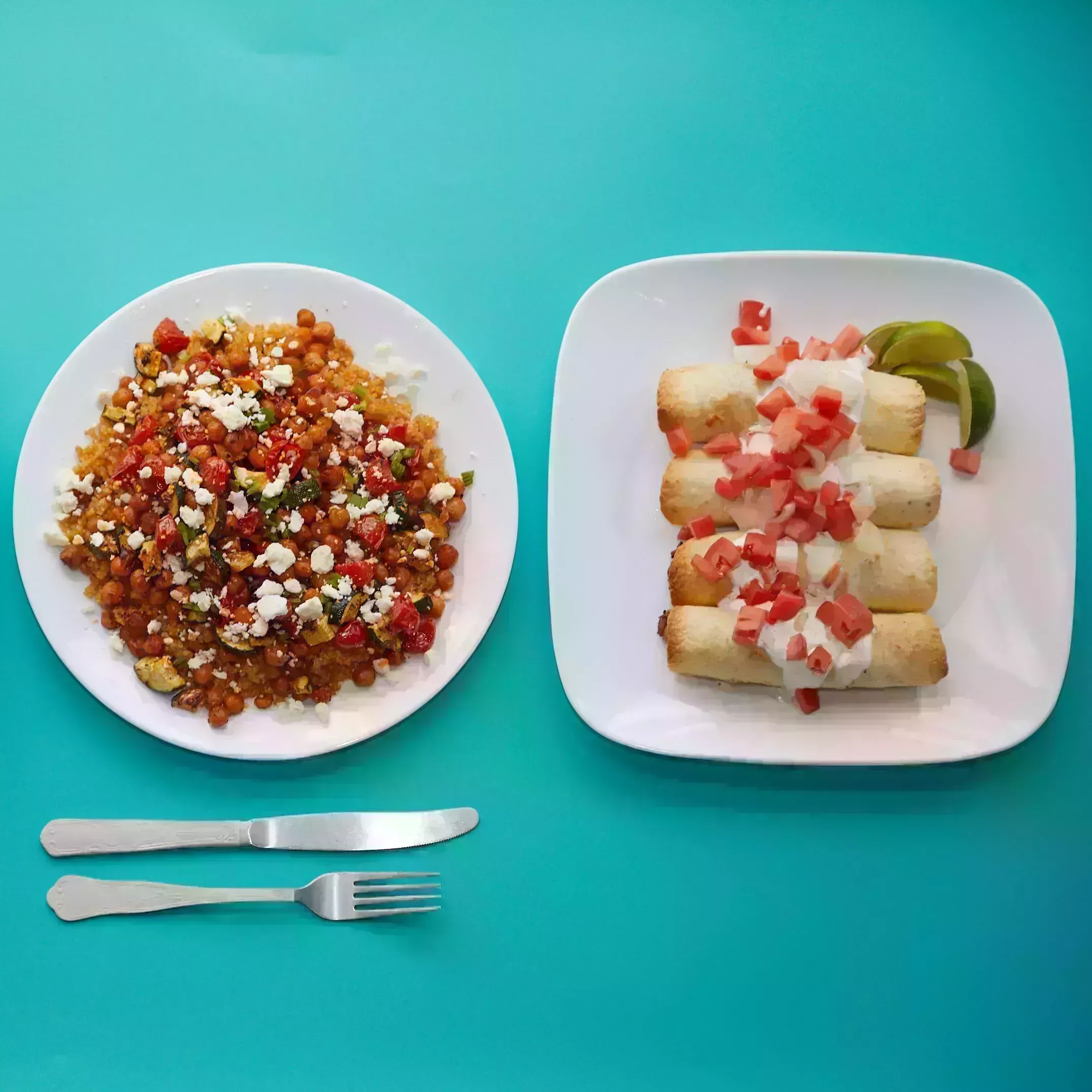 prepared dishes on a blue background for good housekeeping best meal delivery services testing