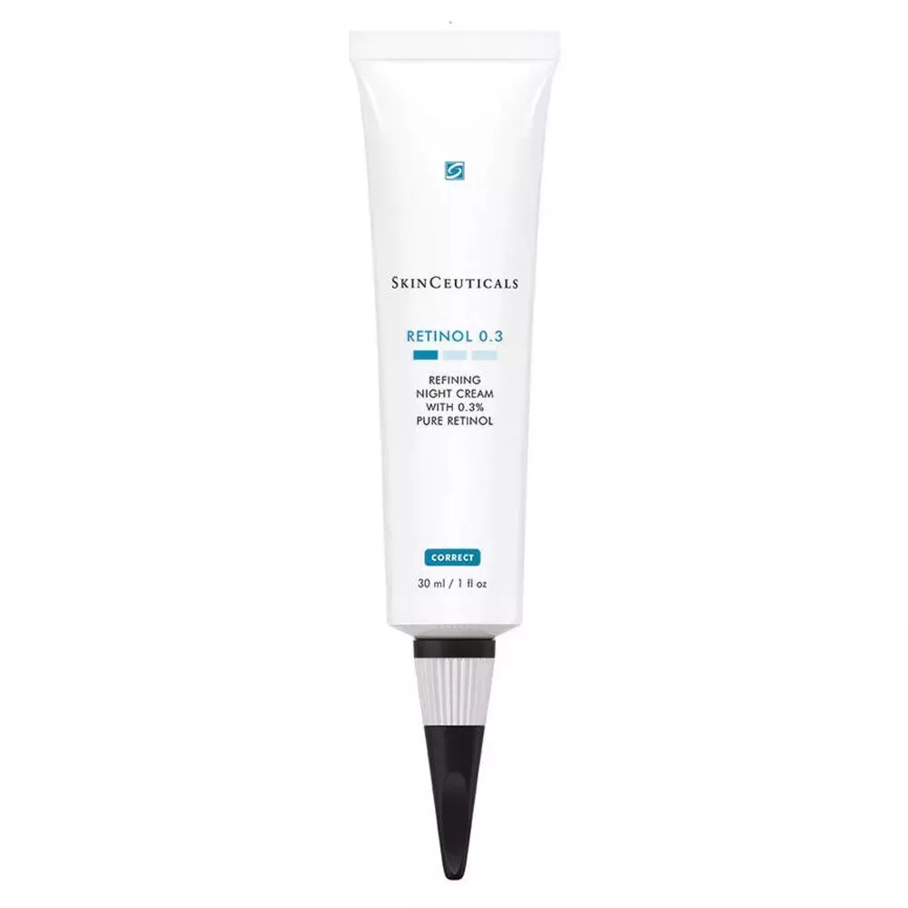 Skinceuticals Retinol 0.3 in white tube with black cap on white background