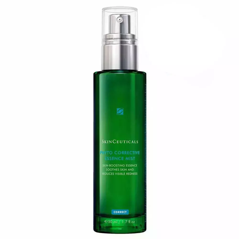 Skinceuticals Phyto Corrective Essence Mist spray bottle with green contents on white background