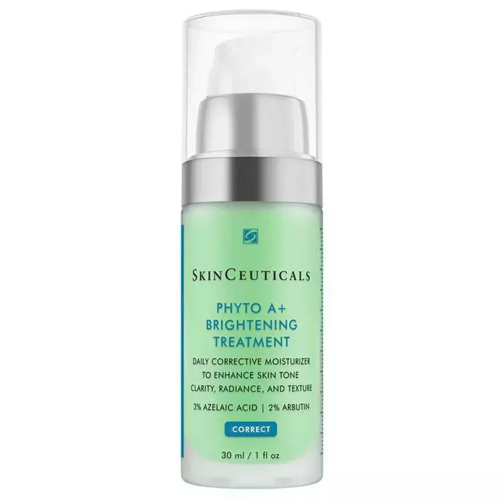 SkinCeuticals Phyto A+ Brightening Treatment green pump bottle on white background