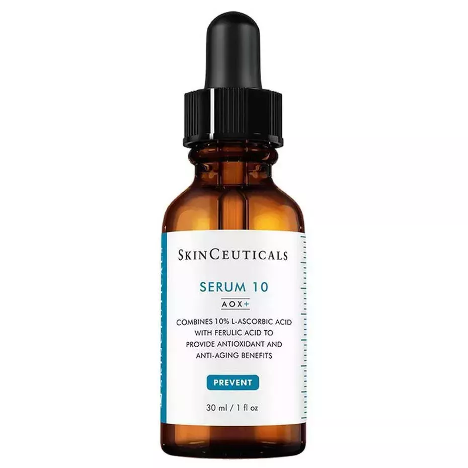 SkinCeuticals Serum 10 AOX+ brown tincture bottle with white label on white background