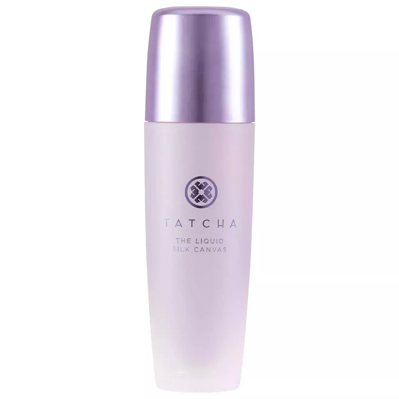 Tatcha The Liquid Silk Canvas purple bottle on white background