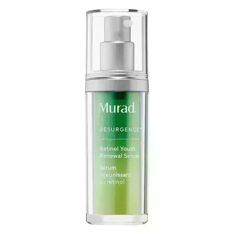 Murad Retinol Youth Renewal Serum: A green pump bottle on a white background