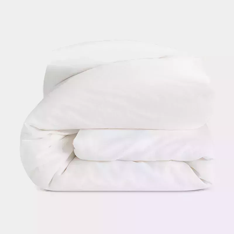 The white Cozy Earth Silk Comforter (Full/Queen) on a beige background