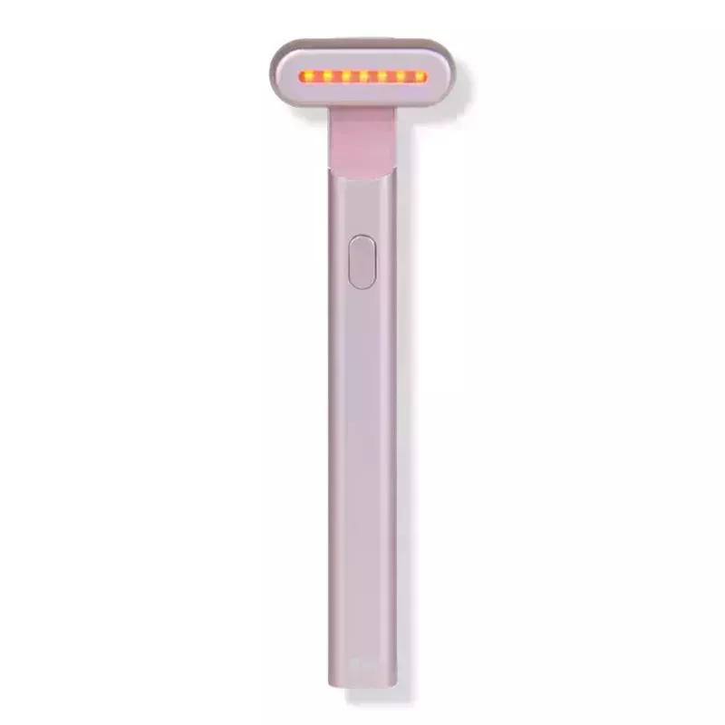 Solawave 4-in-1 Radiant Renewal Skincare Wand: A pink facial massage wand on a white background