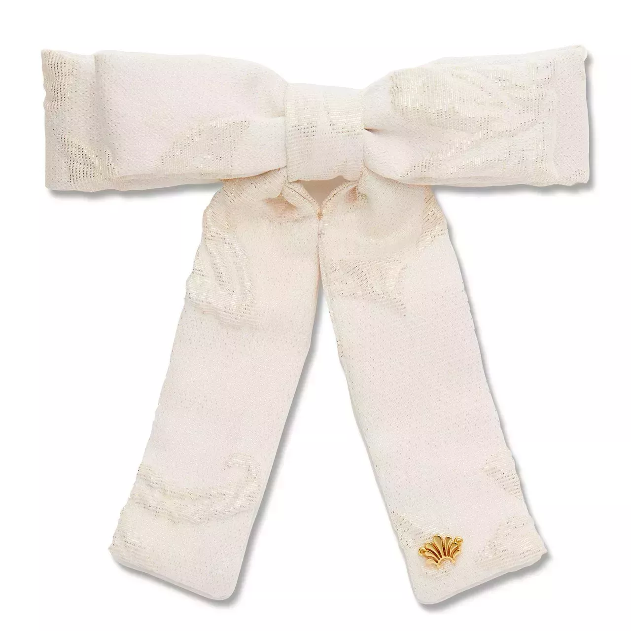 Lele Sadoughi Ivory Lily Jacquard Antoinette Bow Barette ivory jacquard hair bow clip on white background