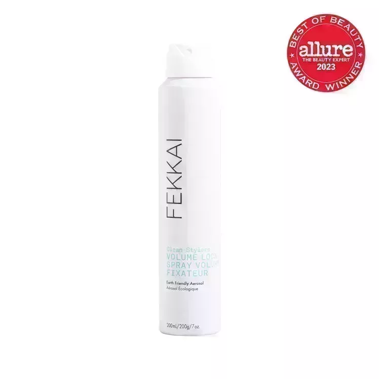 Fekkai Clean Stylers Volume Lock Hairspray white spray bottle on white background with red Allure BoB seal in the top right corner