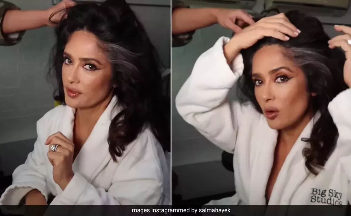 Salma Hayek se quita las canas de encima con su kit de maquillaje