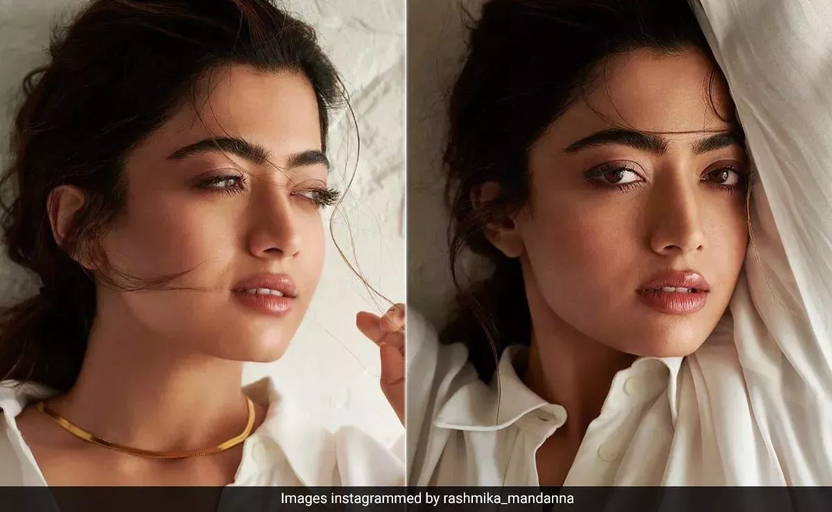 Con labios nude y pestañas difuminadas, la estética Clean Girl de Rashmika Mandanna está hecha a medida para el verano de 2024