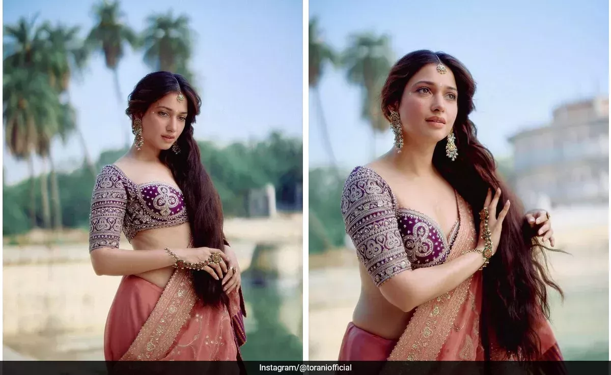 El suave maquillaje radiante de Tamannaah Bhatia como Radha es una imagen de pura felicidad