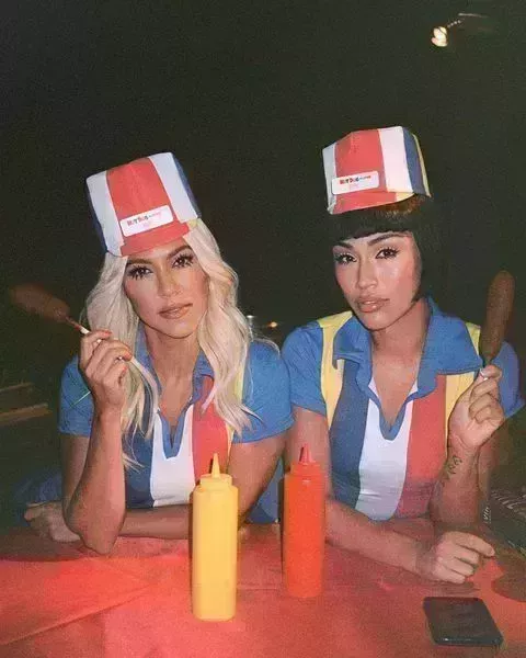 Kourtney Kardashian and Steph Shep halloween corn dog stand