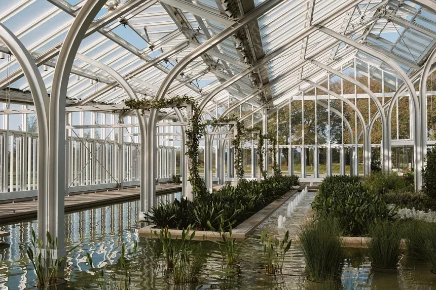 Dentro del nuevo West Conservancy en Longwood Gardens, fundado en la década de 1920, en Kennett Square, Pennsylvania.