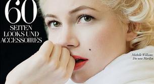 Michelle Williams caracterizada como Marilyn en la portada del Vogue alemán